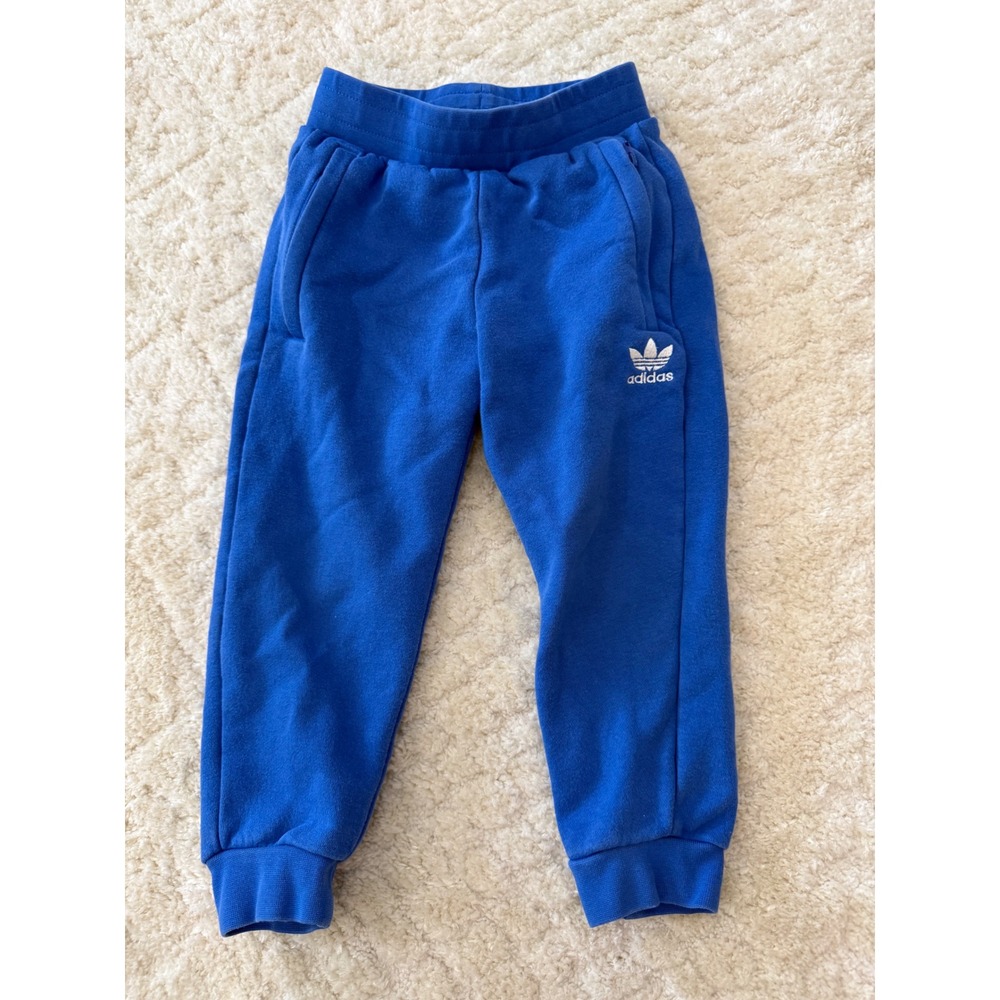 Adidas Originals Kids Royal Blue Trefoil Logo Sweatpants Joggers Size 3-4 Y